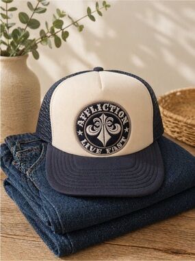 Affliction Two-Tone Black and White Mesh Trucker Hat